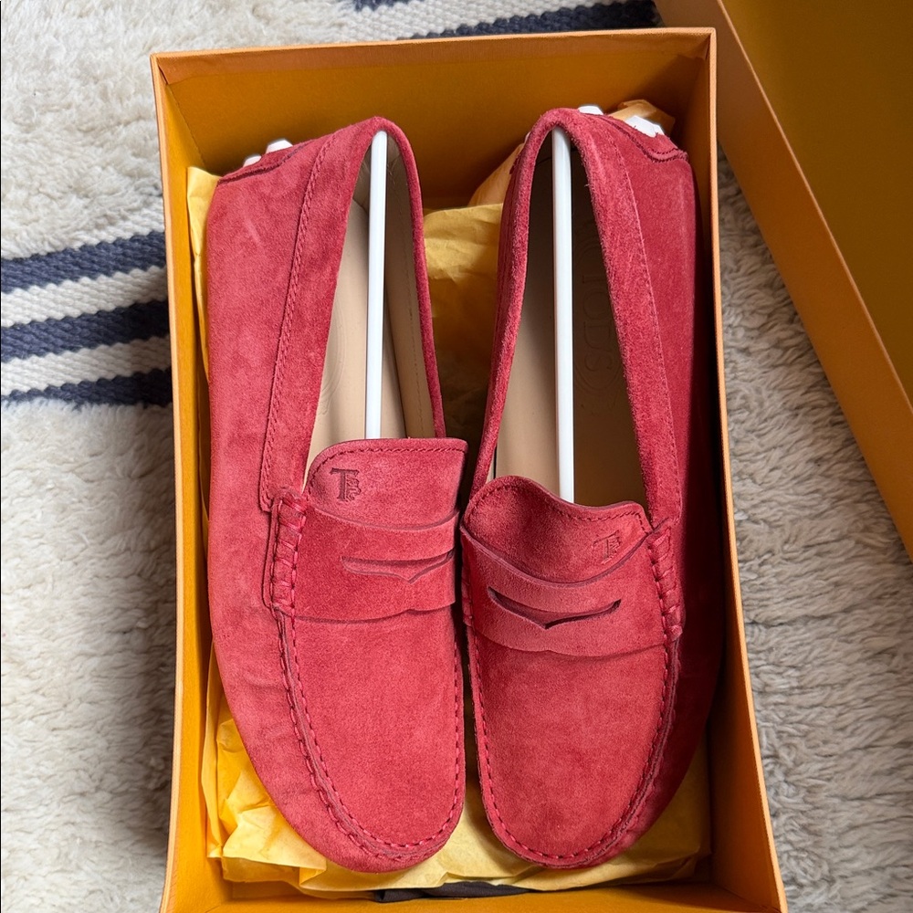 TOD’s Men's Red Suede Loafers